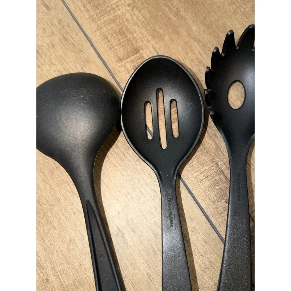 Tramontina 5 Piece Kitchen Utensil Set Black Nylon Heat Resistant Non-Stick Tool